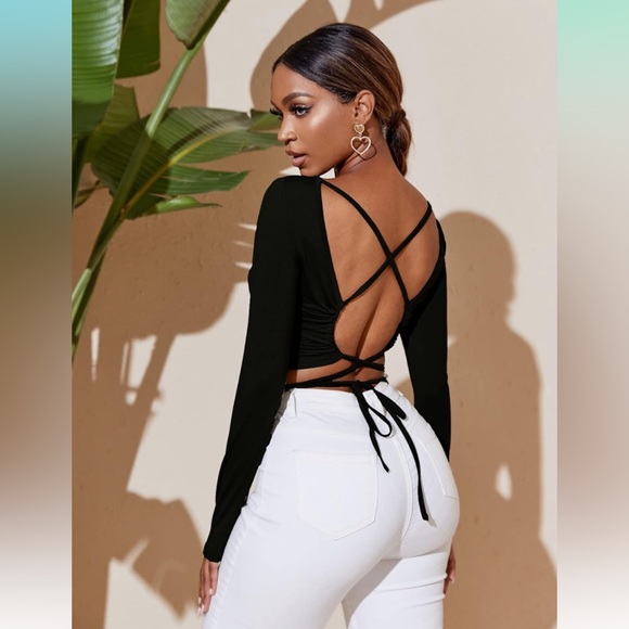 NWT Verdusa Criss Cross Tied Backless Crop Top - Picture 14 of 14